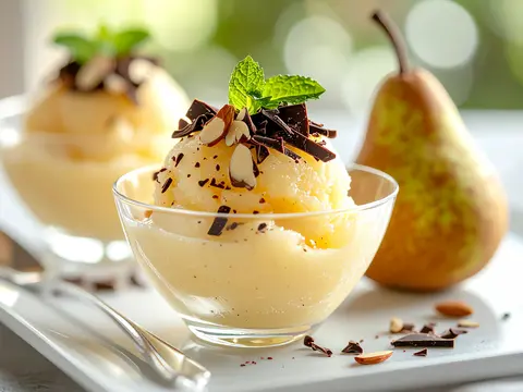 Sorbet Poires Amandes Chocolat